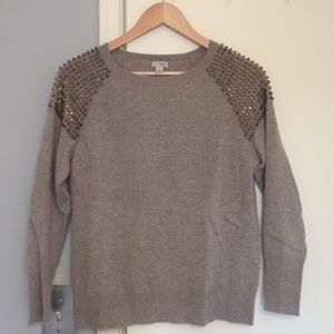 Halogen Nordstrom Cashmere sweater, brass studs, S